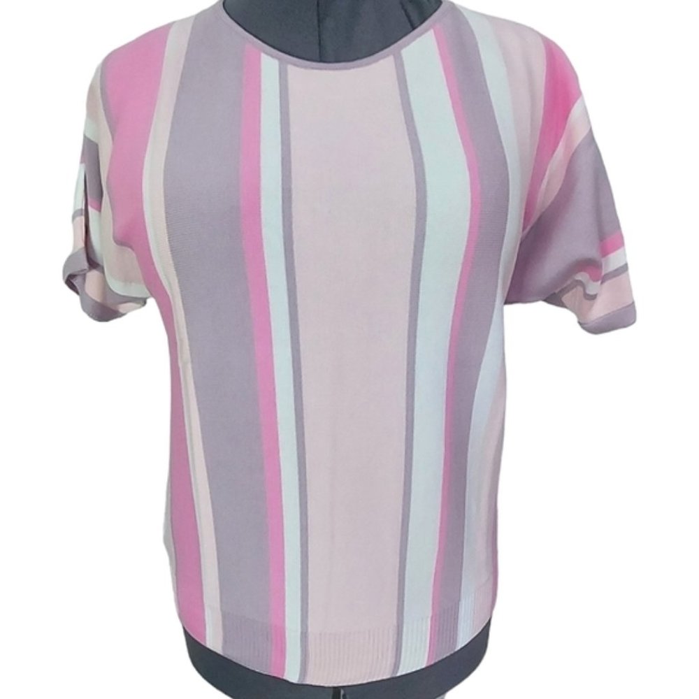 MRS. Rocker Striped Knit Top Size L NWT